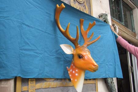 鹿头挂件雕塑004
